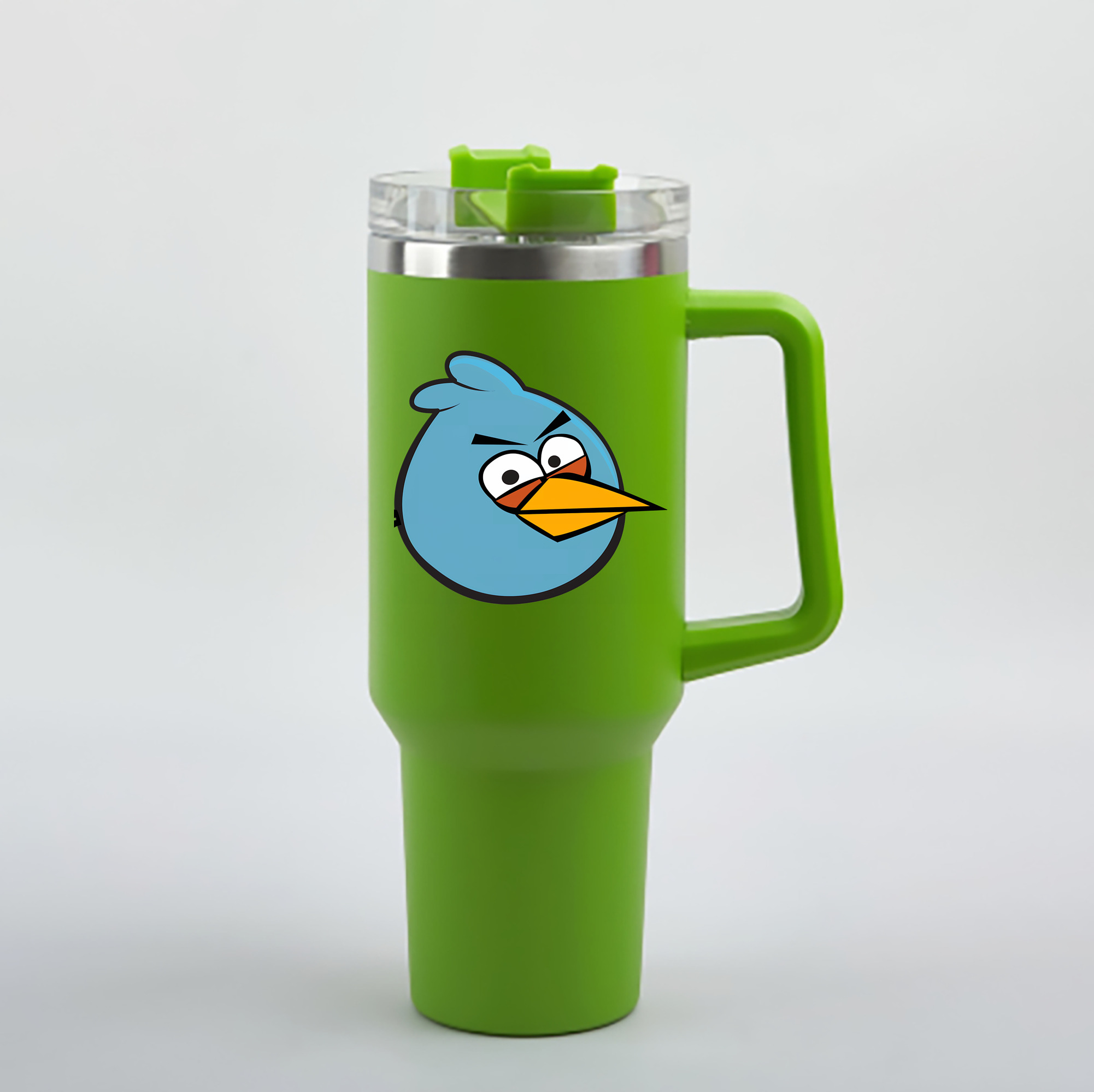 （画像用） Angry Birds アングリーバード 1200mL車用タンブラー - クリスタルステッカー（プラスチックストロー付き）